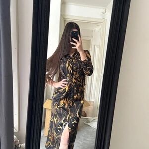 Bershka Black Yellow Mini Dress, Size M